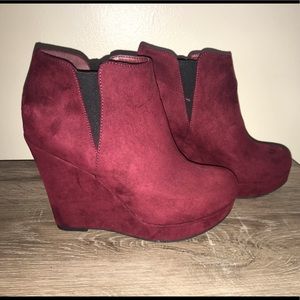 Maroon Suede wedges